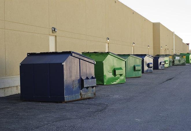 a pack of different construction bins lined up for service in Christmas